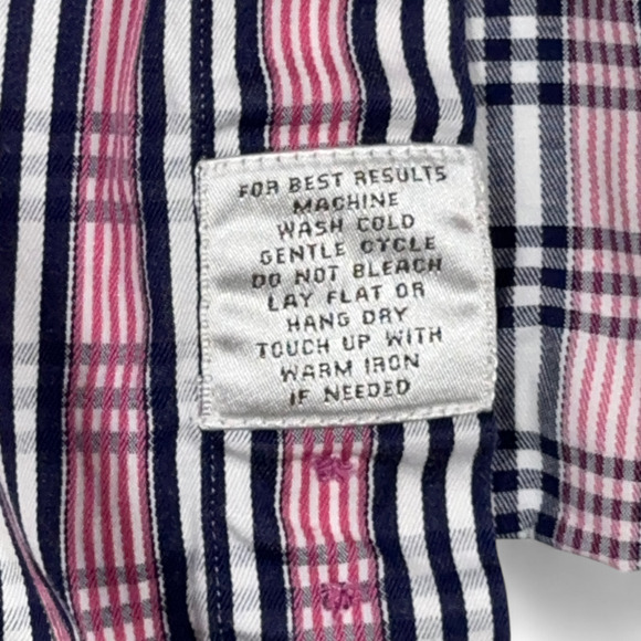 Peter Millar Shirt Adult 2XL XXL Pink Blue White Plaid Button Up Designer - Picture 6 of 10